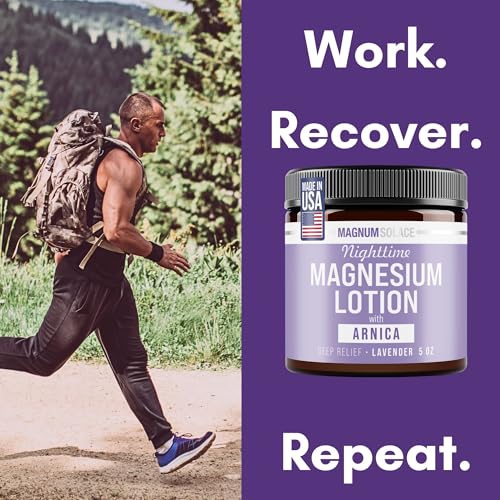 Magnum Solace Nighttime Magnesium Lotion with Arnica ? Highly Concentrated Magnesium for Muscles & Joints ? Apply to Legs or Feet Before Bed ? Skin-Friendly
