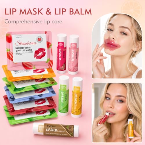 Lip Balm & Mask Set - 24 Pcs Hydrating Lip Care Gift Set for Spa, Bridal & Party Favors