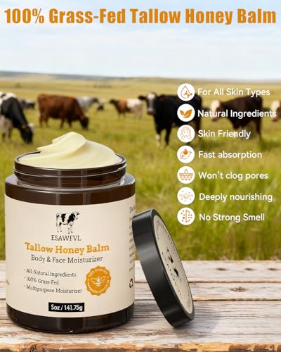Whipped Tallow and Honey Balm - Natural Moisturizer for Face & Body - 5oz