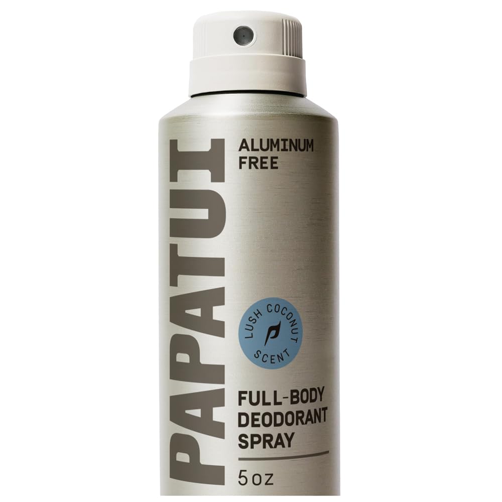 PAPATUI Full Body Deodorant Spray for Men - Aluminum-Free Odor Protection & Moisture Absorption | Lush Coconut | 5oz