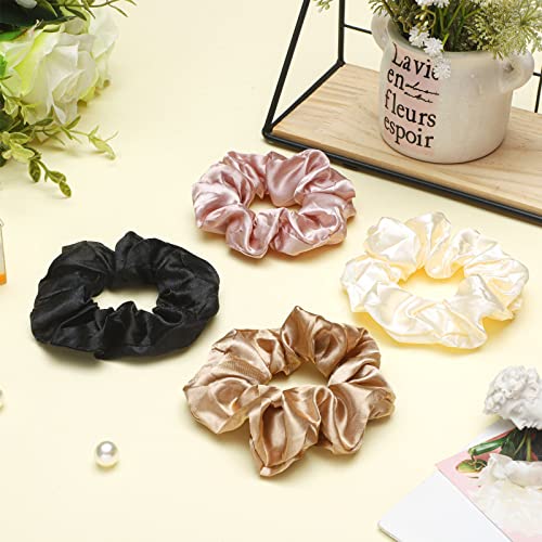 24 Pack Satin Hair Scrunchies for Women - Classic Colors, 2.36"