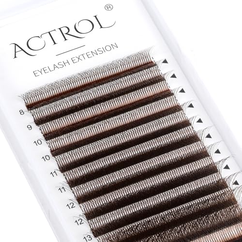 ACTROL Brown W7D Lashes Extensions 0.07mm D Curl 8-15mm Mix