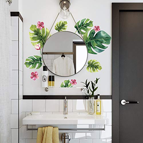 Tropical Leaf Wall Stickers - 18-Piece Foliage Decals for Home Decor