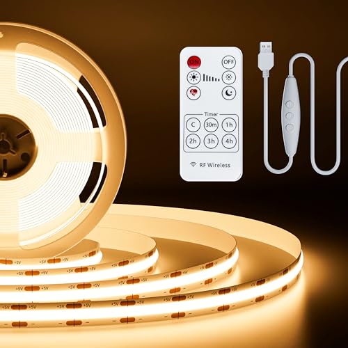PAUTIX 5V USB LED Strip Lights - Dimmable Warm White 6.56ft Backlight