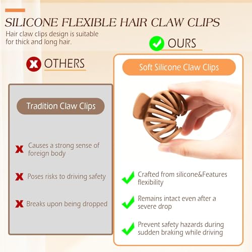 4 Pcs Brown-Black Cloud Claw Clips for Thick Hair - 4.3 Inch