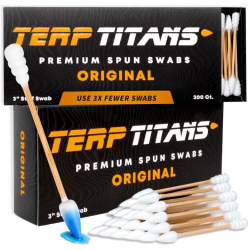 TerpTitans Original ? Bamboo Cotton Swabs | Dual-Tip: Spiral for Maximum Absorption & Fine Point for Pinpoint Precision | Extra Strong, Lint-Free | 200 Count Box