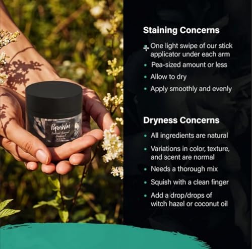 PiperWai 2oz Natural Activated Charcoal Deodorant - Aluminum-Free Vegan Long-Lasting
