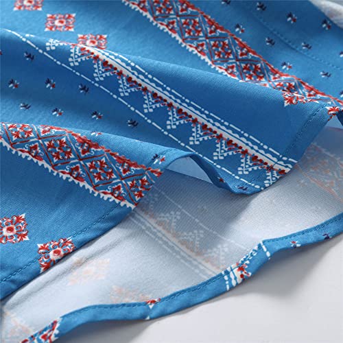 SheLucki Unisex Hawaiian Shirt Sky Blue Stripe XL Summer Beach Casual Short Sleeve Button-Down