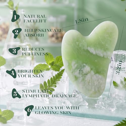 BAIMEI Jade Roller & Gua Sha Tool Set for Face Depuffing