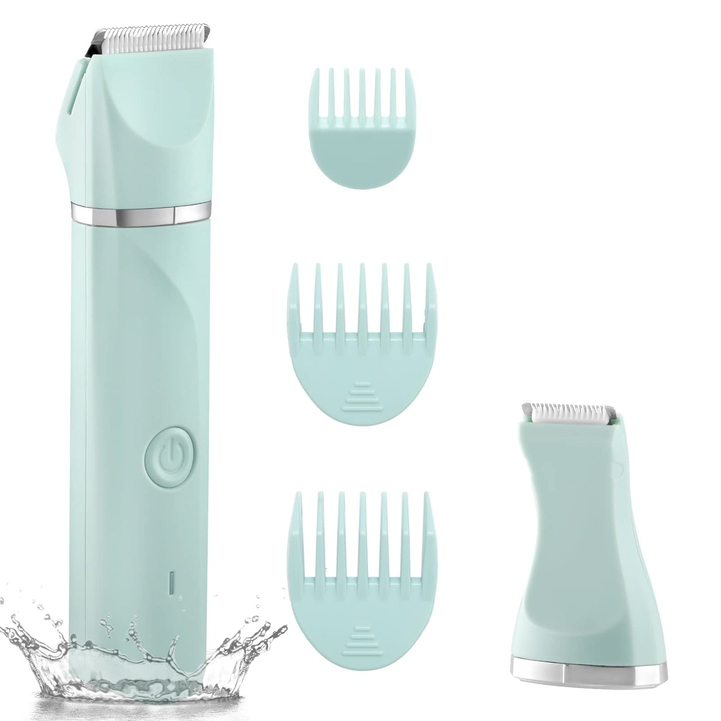 Bikini Trimmer for Women,Rechargeable Ladies Bikini Hair Trimmer Removal with Snap-in Ceramic Blades IP7X Washable Head,Pink