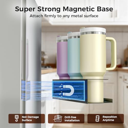 MoKo Magnetic Cup Holder for Fridge - 2 Pack Storage Rack for Stanley & Yeti Tumblers