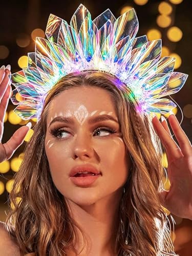 EARENT Light Up LED Headband - Neon Glow Hair Accessory for Festivals