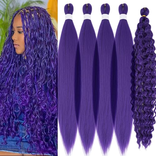 Dark Purple Boho Braiding Hair - 26 Inch Pre-Stretched (Pack of 5)