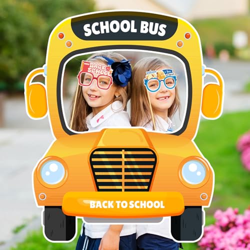 Back to School Photo Props Set - School Bus Frame & 18 Accessories