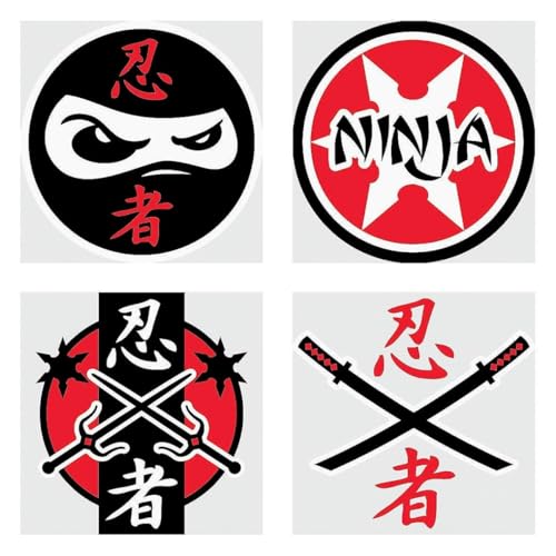 Assorted Red & Black Ninja Temporary Tattoos for Kids, 72 Count, 1.5
