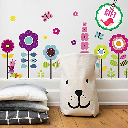 Flower Wall Stickers for Kids - Removable Floral Decals for Girls Room
