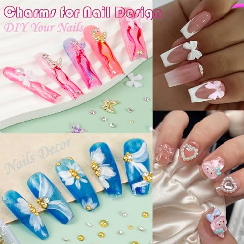 10000pcs Nail Charms Kit - 3D Bow, Heart, Flower Gems & Rhinestones