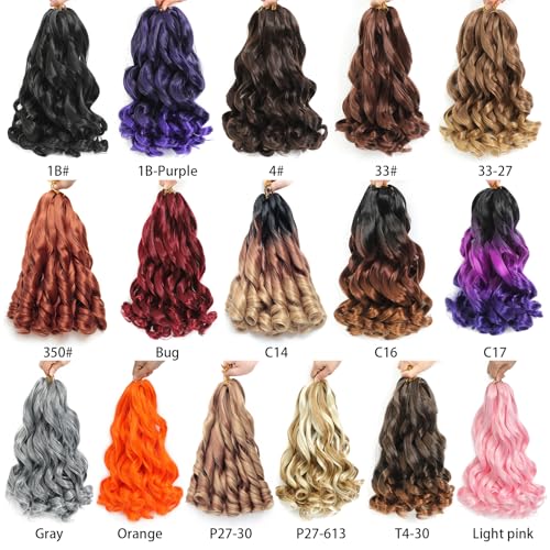 Qimenzer French Curl Braiding Hair Extensions 14 Inch Chocolate Brown - Pre-Stretched, 8 Packs, Variation #4
