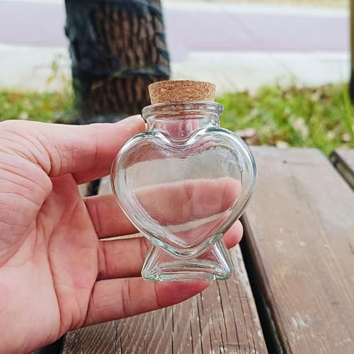 Heart Shaped Glass Favor Jars with Cork Lids - 2.7oz Set of 3