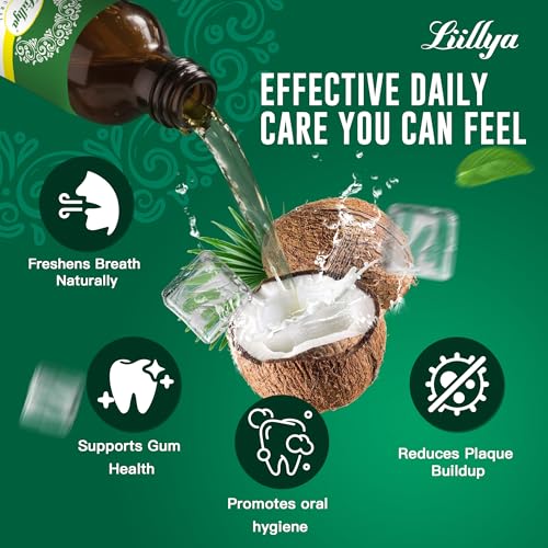 Liillya Organic Coconut Oil Pulling Mouthwash with Essential Oils - 8 oz