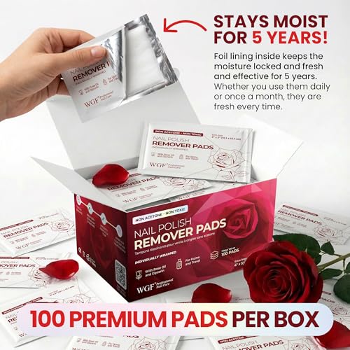 Non-Acetone Nail Polish Remover Pads - 100 Individually Wrapped