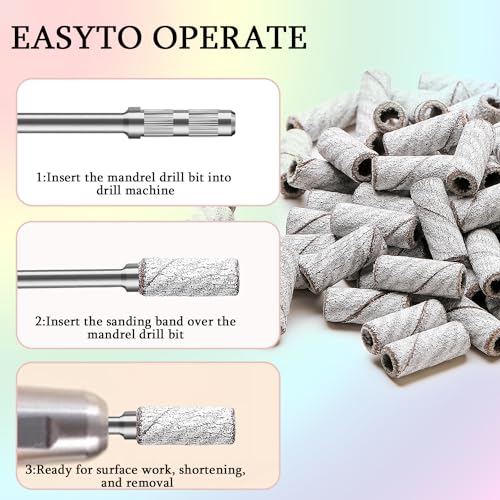 100PCS 120 Grit Nail Drill Bits with Mandrel for Acrylic Nails