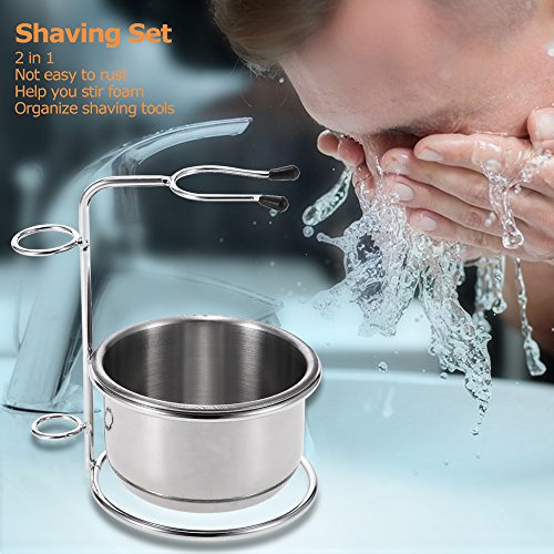 Anself 2-in-1 Stainless Steel Shaving Bowl Set with Holder