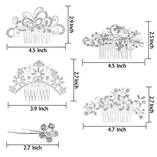 24Pcs Bridal Hair Comb and Pins Set with Rhinestones & Pearls for Wedding & Bridesmaids