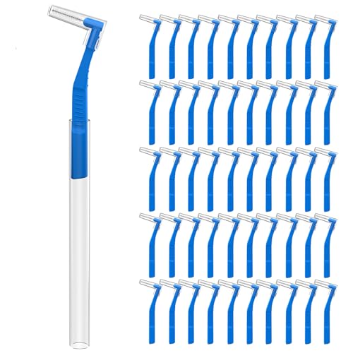 Fremouth Blue Interdental Brushes (0.7mm, 100pcs) - Extended Handle for Braces