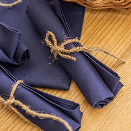 Navy Blue Cloth Napkins Set of 12 - 17x17 Inch Polyester Dinner Napkins