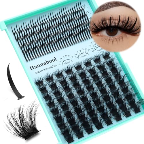 Hannahool Cluster Lashes - Long Wispy D Curl DIY Extensions (12-22mm)