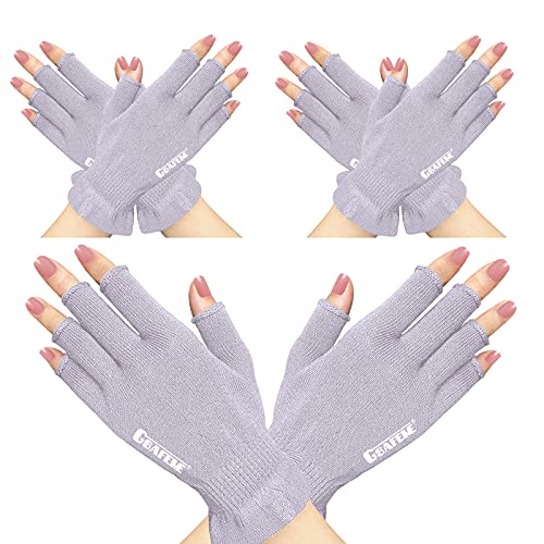 GSAFEME Fingerless Cotton Gloves for Dry Hands - Moisturizing, Purple S/M (Pack of 3)