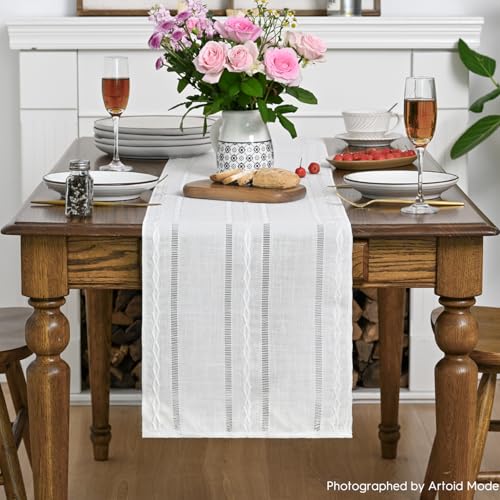 Rustic Cotton Linen Table Runner 13x72 for Dining Decor