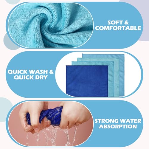 Newwiee 40-Piece Cotton Blend Face Wash Cloths, 12x12 Inch, Blue Series