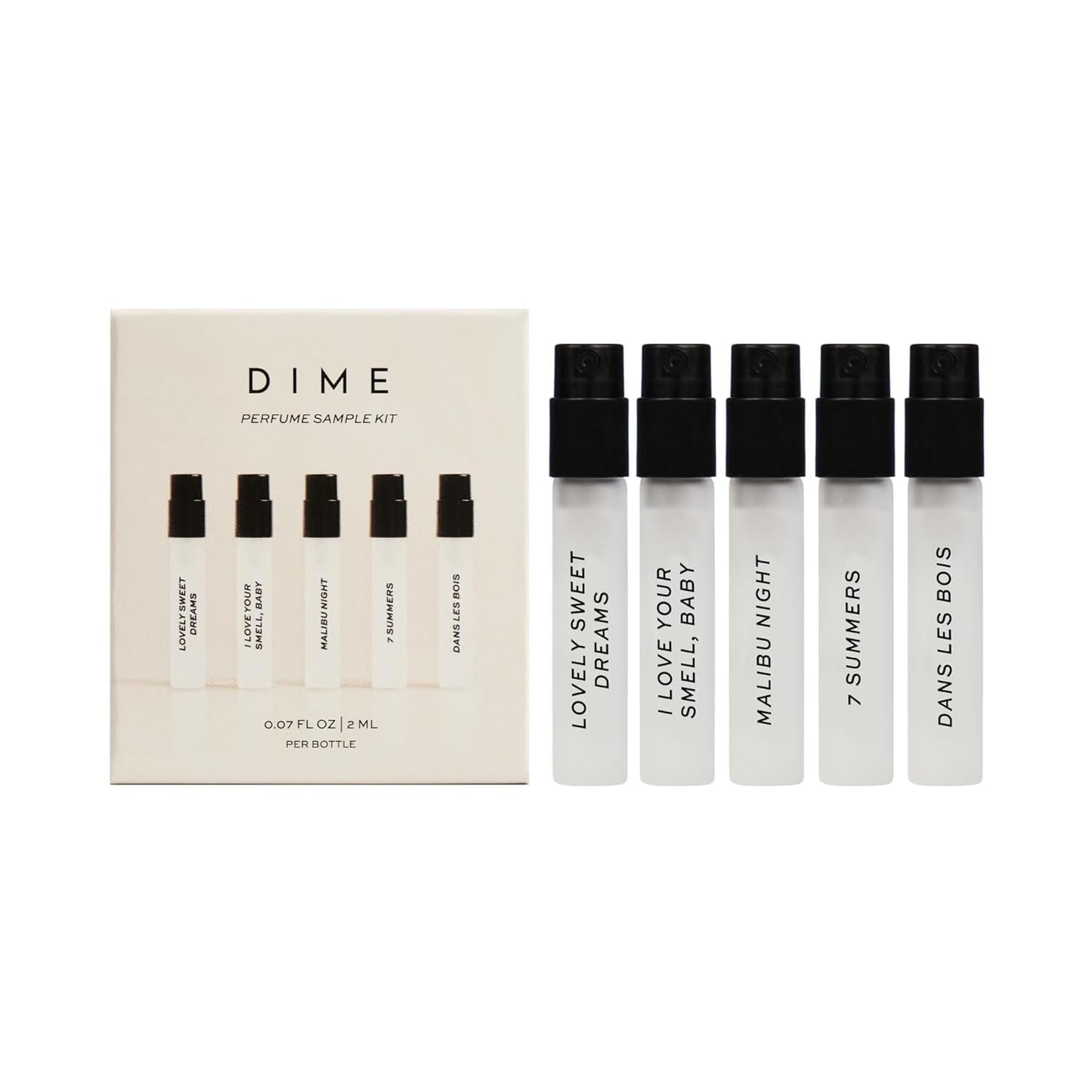 DIME Beauty Eau de Toilette Perfume Sampler - Hypoallergenic Clean Scents | Set of 5 x 2ml