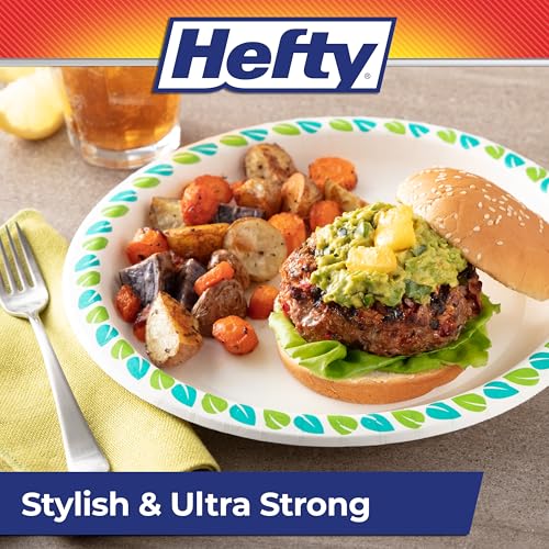 Hefty Compostable Paper Plates, 10 Inch, 20 Count - Soak-Resistant & Microwave Safe