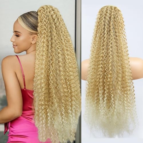 28 Inch Afro Kinky Curly Drawstring Ponytail Extension for Black Women