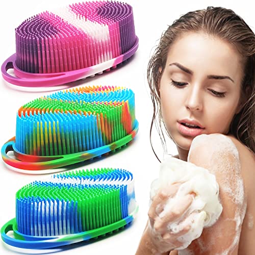 Silicone Body Shower Scrubber 3-Pack - Exfoliating Bath Brush for Kids & Adults