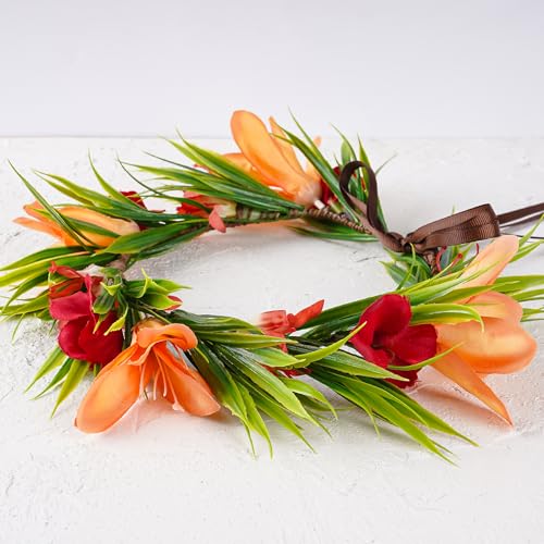 Hawaiian Flower Crown - Tropical Silk Floral Headband for Parties