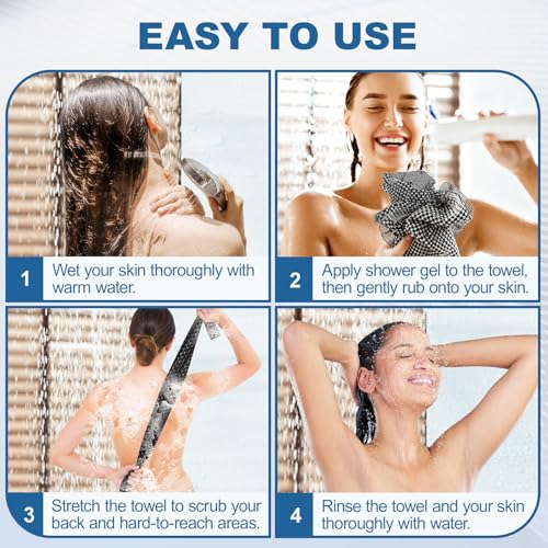 5-Pack Exfoliating Back Scrubber Towels - Dual-Sided Washcloths