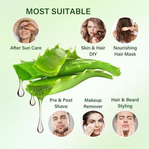 LZYLLS Aloe Vera Gel for Face & Body - Hydrating After Sun Moisturizer, Cooling Non-Sticky 9.15 Fl Oz (Variation 01)