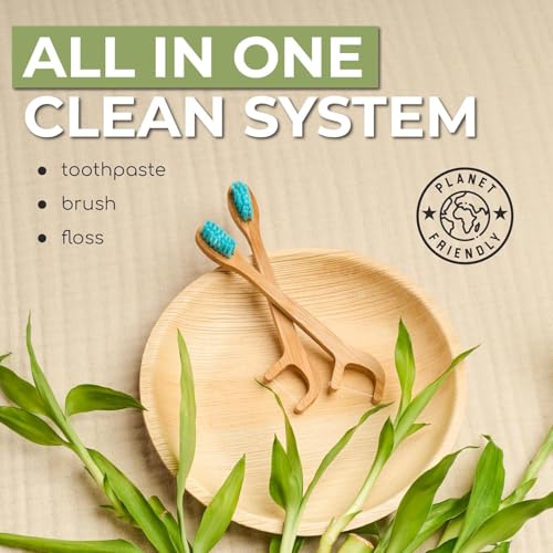 Brushee Disposable Bamboo Travel Toothbrushes with Mint Paste, 12-Pack