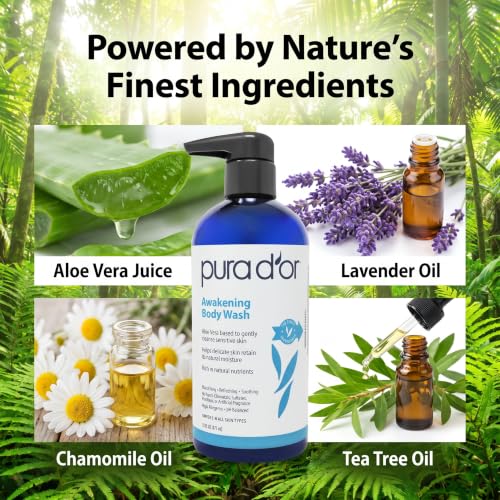 PURA D'OR Awakening Body Wash - Aloe Vera & Lavender - 16 Oz