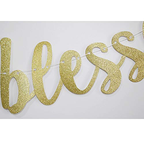 48 Years Blessed Banner | Funny Gold Glitter Sign for Anniversary & Birthday
