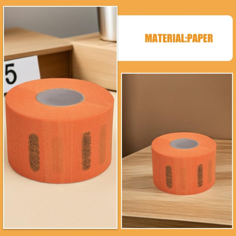 Beaupretty 5Rolls Barber Neck Strips: Disposable Stretchy Paper Neck Band for Salon Haircut, Hairdressing, Hair Dye, and Styling Accessories, Orange