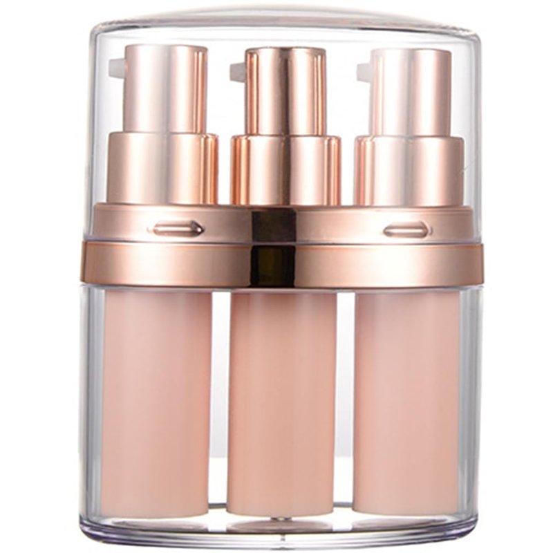 Healeved Mini Lotion Bottle 3-Pack Refillable Cosmetic Container Portable Push Down Pump Dispenser for Travel Skincare Creams Serums Makeup Remover 3.89X2.94X1.29 Inches