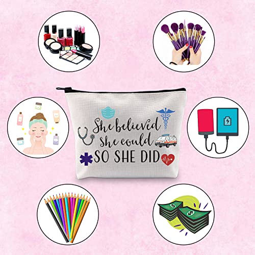 She Believed EMT Makeup Bag - Inspirational Gift for Emergency Medical Technicians