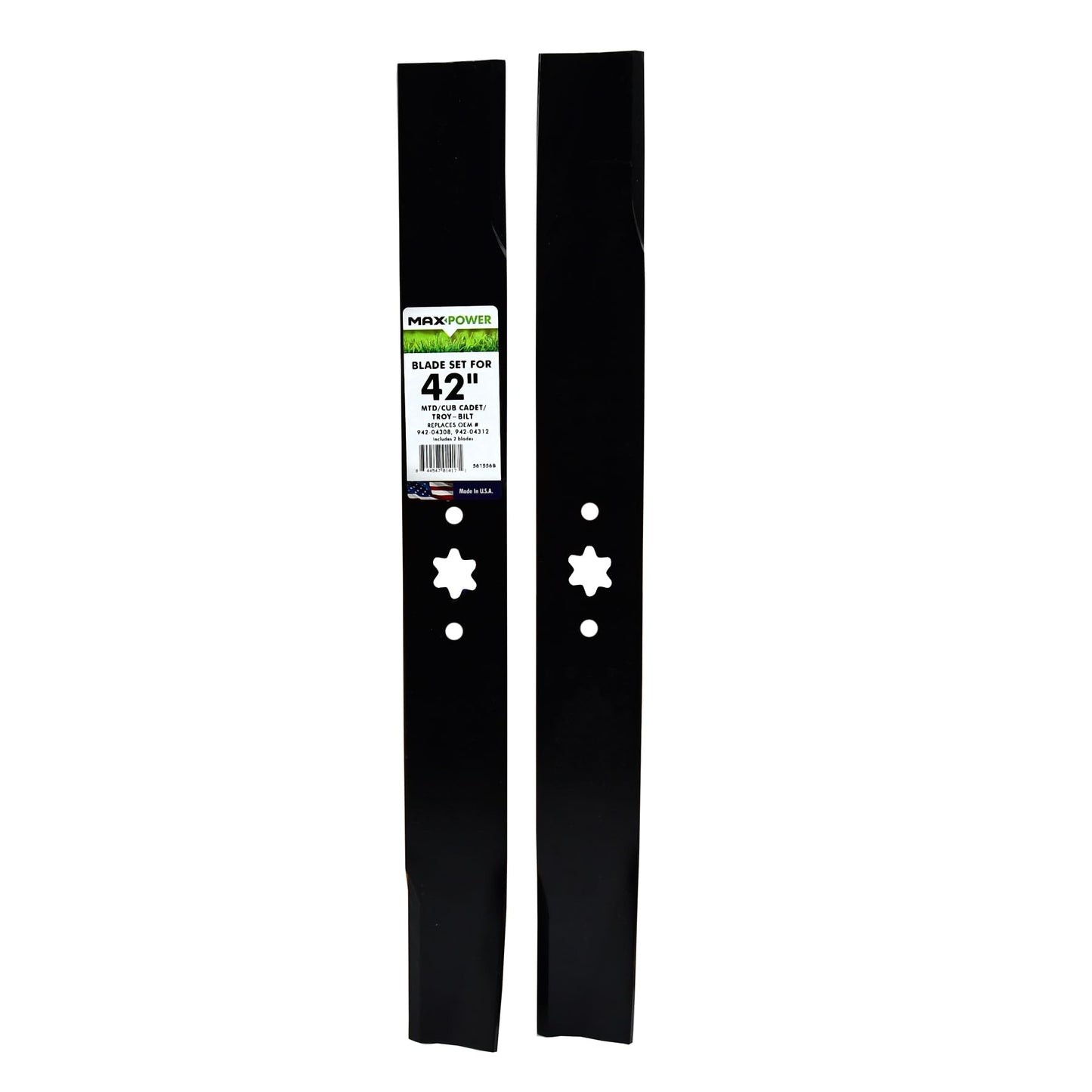 Maxpower 561556B Blade Set for 42" Cut MTD, Cub Cadet, Troy-Bilt Replaces OEM No. 742-04308, 742-04312, 942-04308, 942-04312