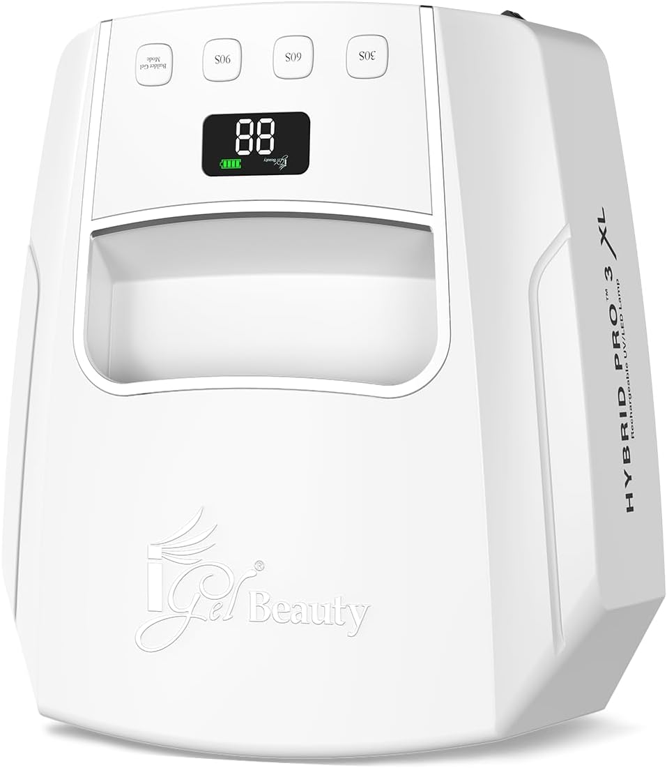 iGel Beauty Hybrid PRO 3.0 XL UV/LED Nail Lamp - Wireless 48W Nail Dryer with Smart Timer & Extra Wide Curing Area | Cordless Design, 9000mAh Battery