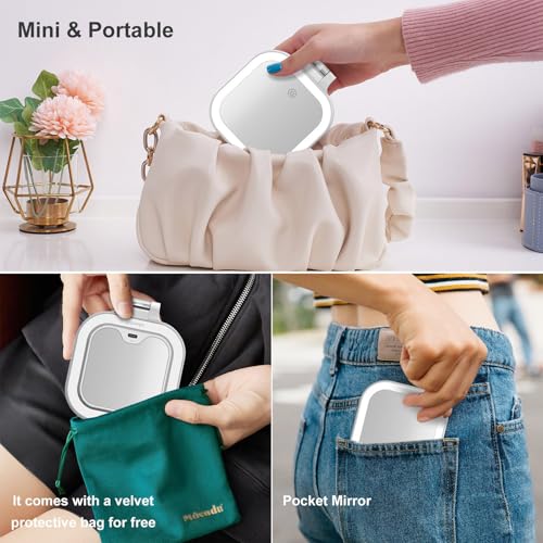 Mocado Compact Travel Makeup Mirror – 1X/10X Magnifying with Light